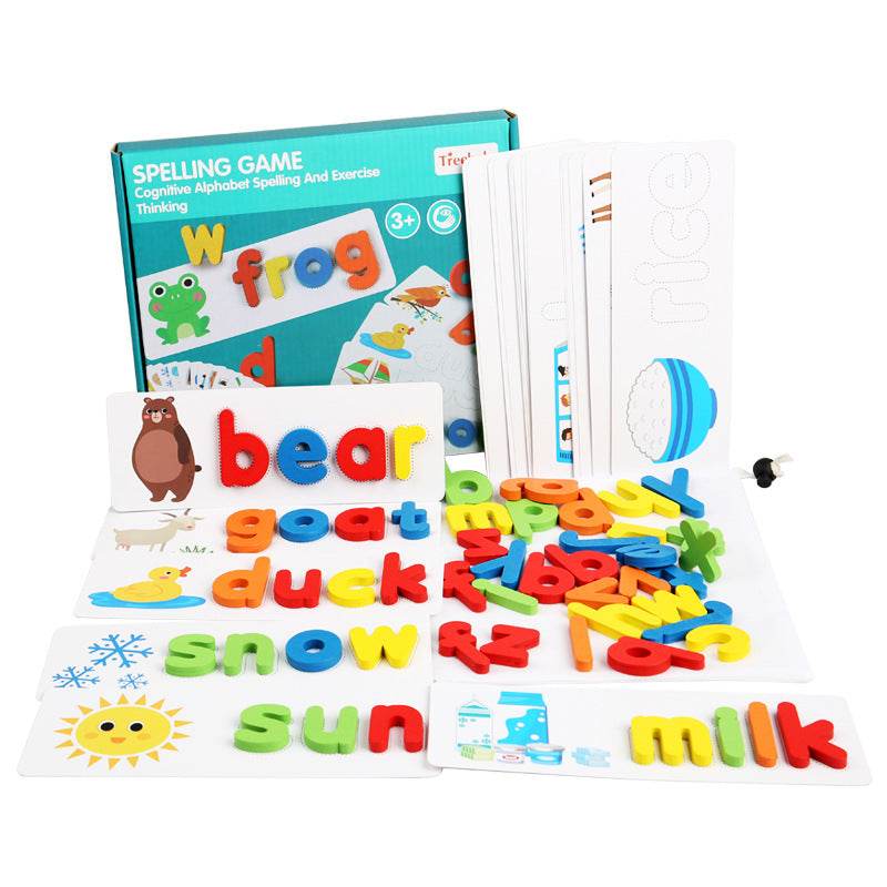 Kids Spelling Game with Wooden Letters - Blacinshop