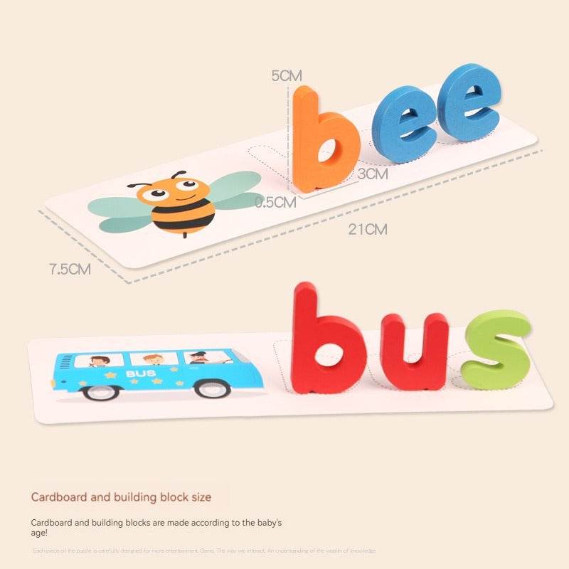 Kids Spelling Game with Wooden Letters - Blacinshop