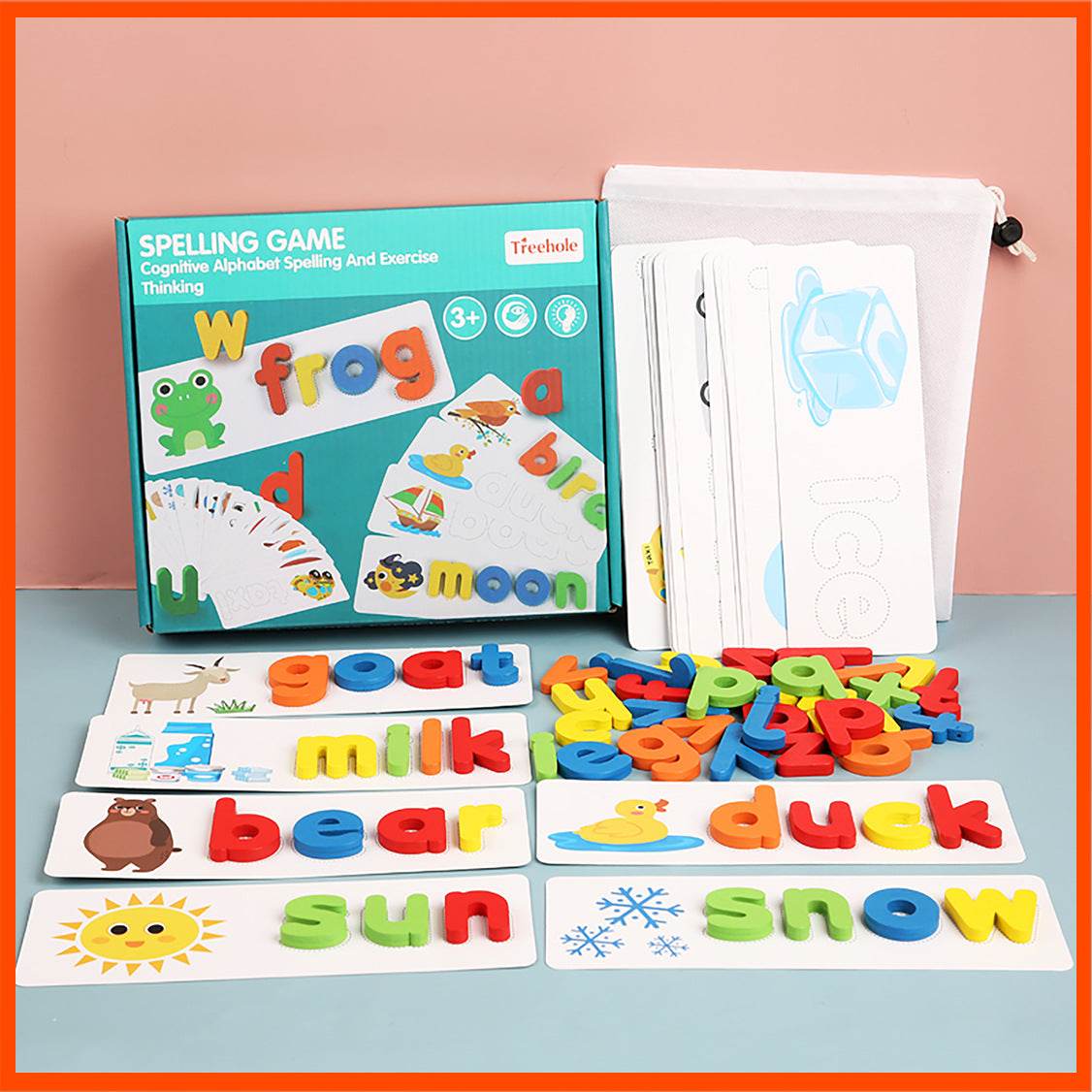Kids Spelling Game with Wooden Letters - Blacinshop