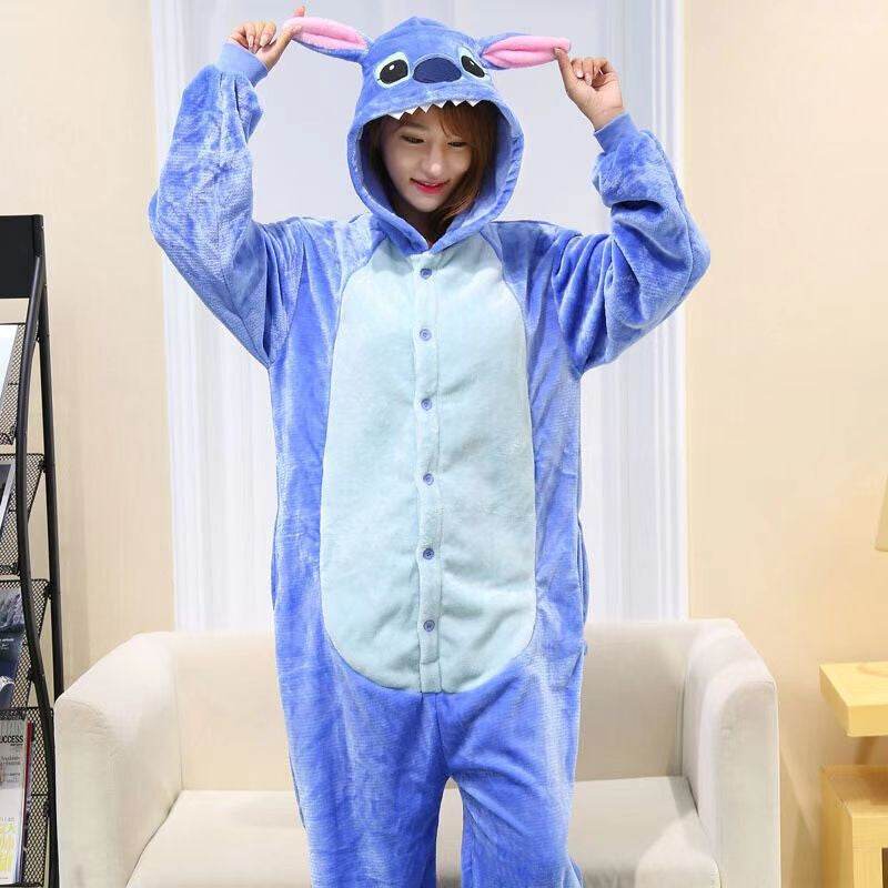 Adults Onesie Zip Up Animal Pajamas One Piece Sleepwear - Blacinshop