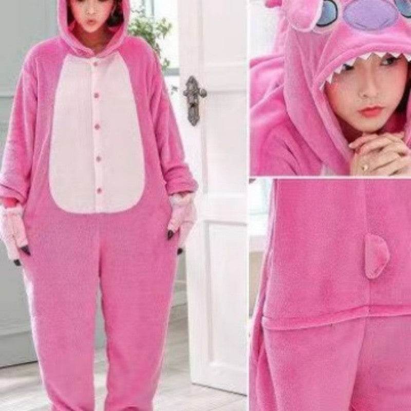 Adults Onesie Zip Up Animal Pajamas One Piece Sleepwear - Blacinshop