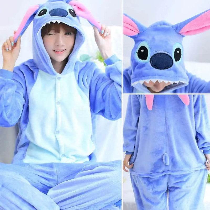Adults Onesie Zip Up Animal Pajamas One Piece Sleepwear - Blacinshop
