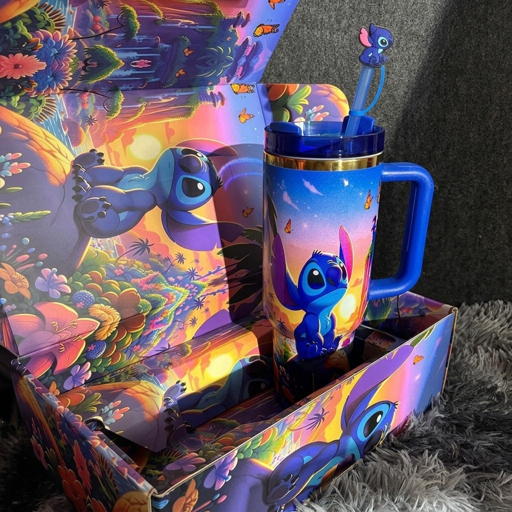 Vaso Térmico de 40oz para Atardeceres con Asa - Taza de Viaje Aislada para Bebidas Frías y Calientes