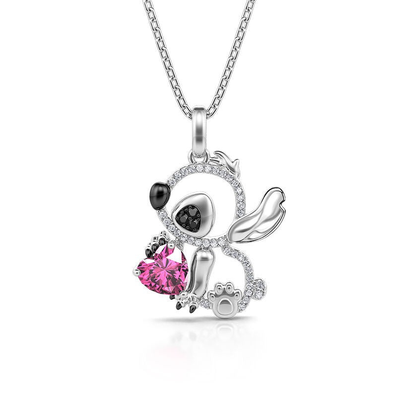 Collar de plata de ley personalizado Blacin "Little Monster" Blue Ear Heart Cut
